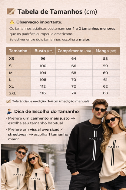 Moletom Minimalista Paris – Streetwear Unissex Premium