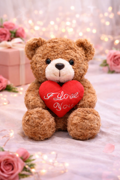 Romantic Teddy Bear with Heart – Valentine Gift Plush Toy