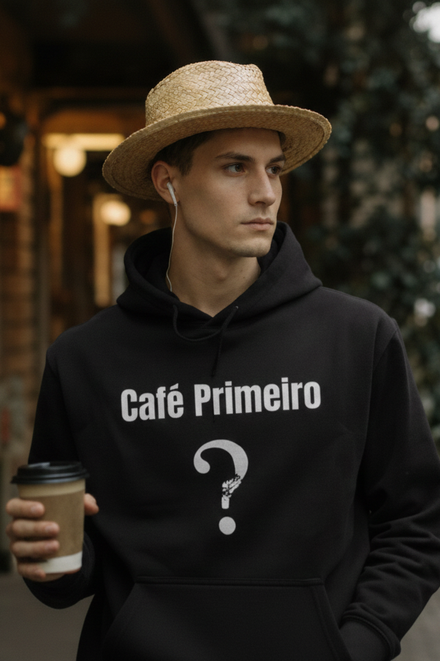 Café Primeiro? – Hoodie Masculino