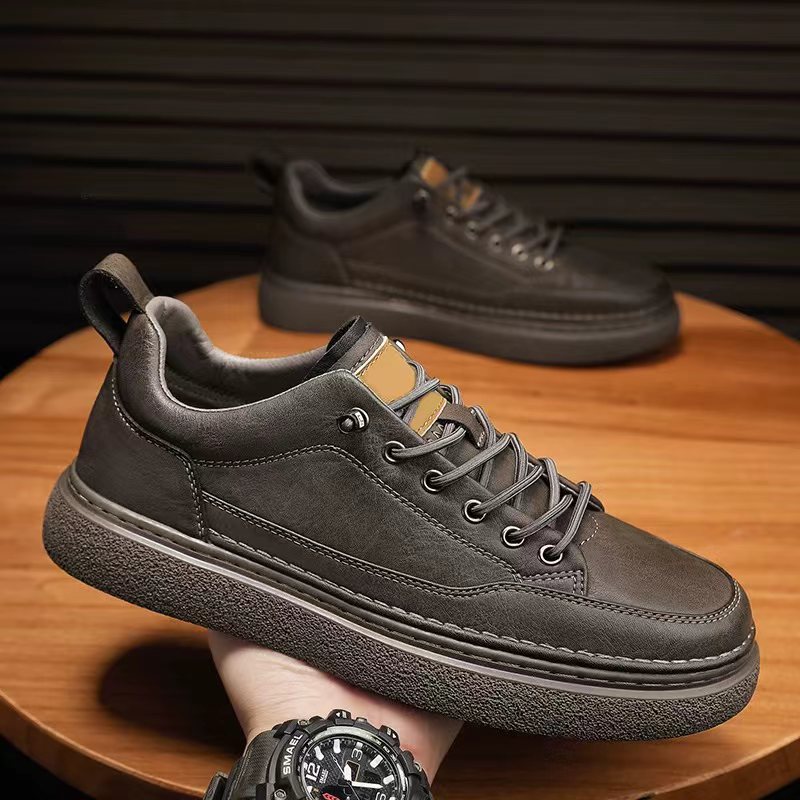 Water-Resistant Non-Slip Black Business Casual Sneakers for Men